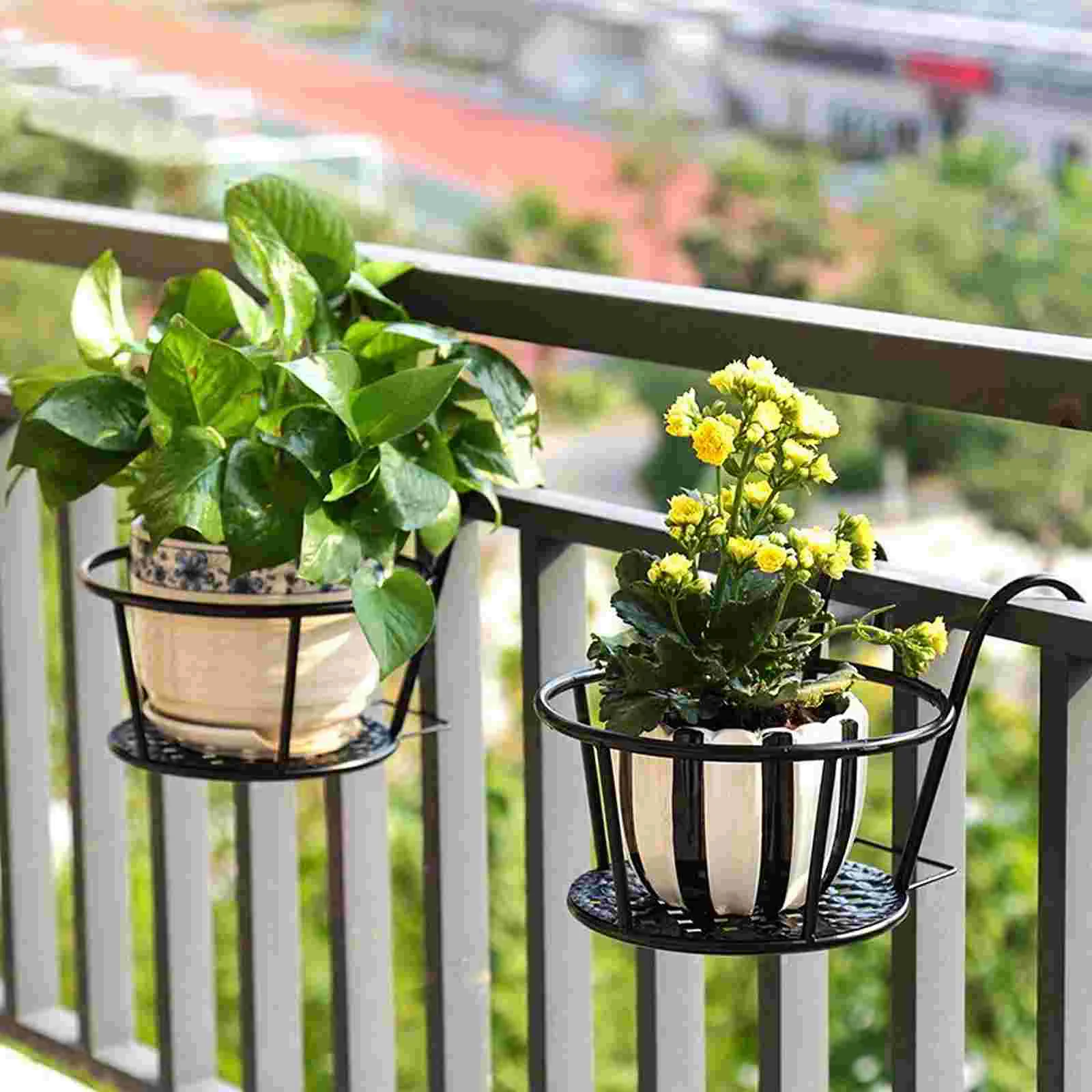 Bonsai Garden China - 2 ชิ้นเหล็กดอกไม้หม้อแขวนผนังระเบียงชาวไร่ Rack ผู้ถือกระถาง Dorm Plant