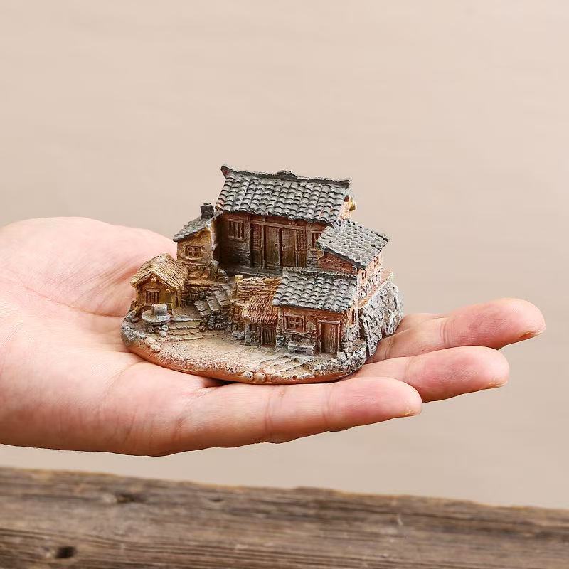 Bonsai Garden China - ของตกแต่งบ้านสไตล์ชนบทจีนโบราณ, โมเดลจิ๋วสำหรับตั้งโต๊ะ, ของตกแต่งสวนขนาดเล็ก, ของตกแต่งกระถางบอนไซ