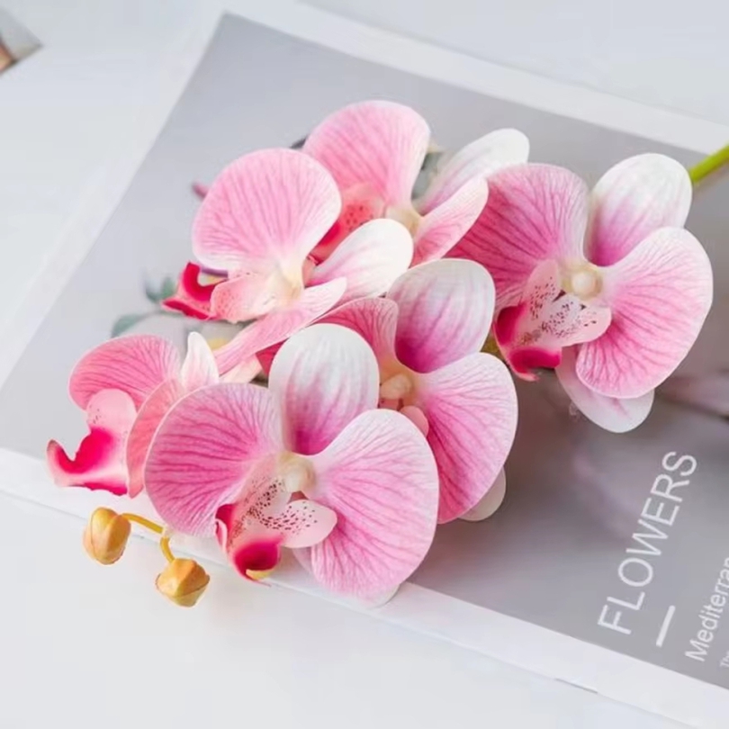 Bonsai Garden Decor - 3D ประดิษฐ์ดอกไม้พลาสติก Butterfly Orchid บ้านแจกันตกแต่งงานแต่งงานสวนกลางแจ้งเจ้าสาวช่อดอกไม้ DIY