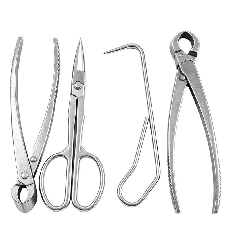 Root Hook Tool - ABAE-ชุดเครื่องมือสำหรับต้นบอนไซ 4 ชิ้น - มีดตัด, มีดโค้ง,