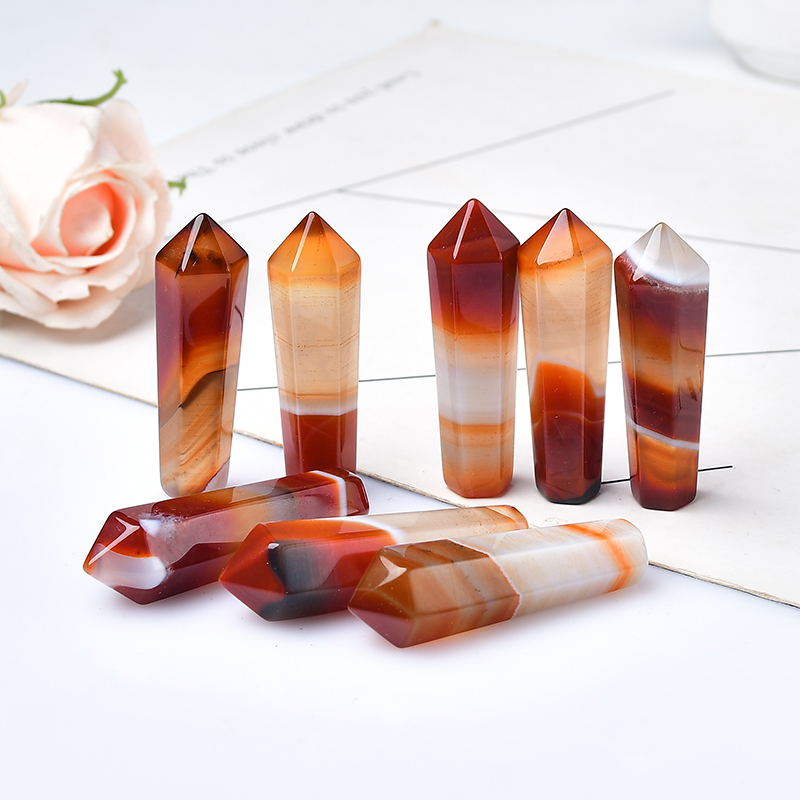 Bonsai Rock Garden - 1PC ธรรมชาติ Carnelian คอลัมน์หกเหลี่ยม Sardonyx คริสตัลสีแดง