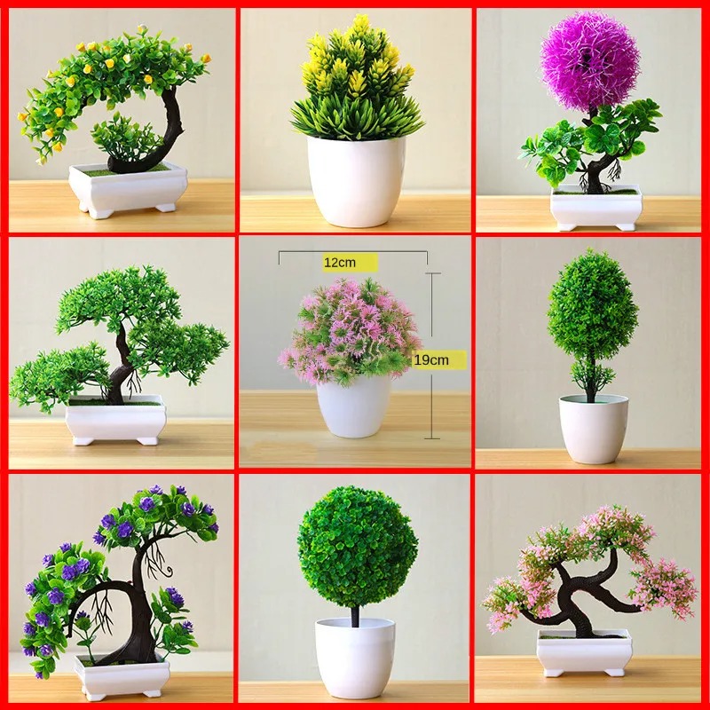 Bonsai Garden Mini - ต้นไม้ประดิษฐ์ขนาดเล็กในกระถาง ต้นบอนไซปลอม ต้นไม้จำลองสำหรับตกแต่งโต๊ะ ของตกแต่งบ้าน สำนักงาน โรงแรม