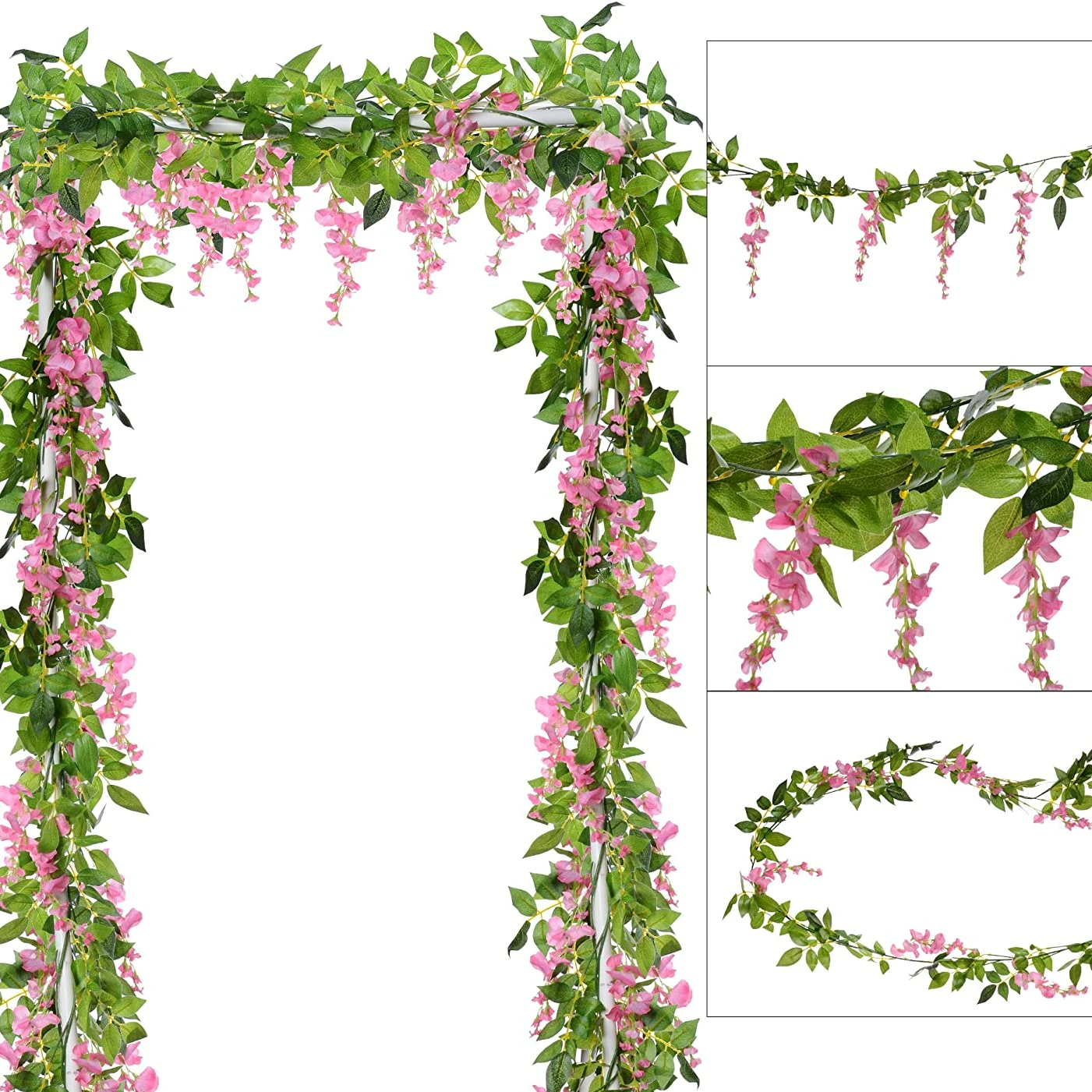 Bonsai Garden Decor - 1.8M ดอกไม้ประดิษฐ์ผ้าไหมเทียม Wisteria Vine หวายแขวนดอกไม้สำหรับ Home