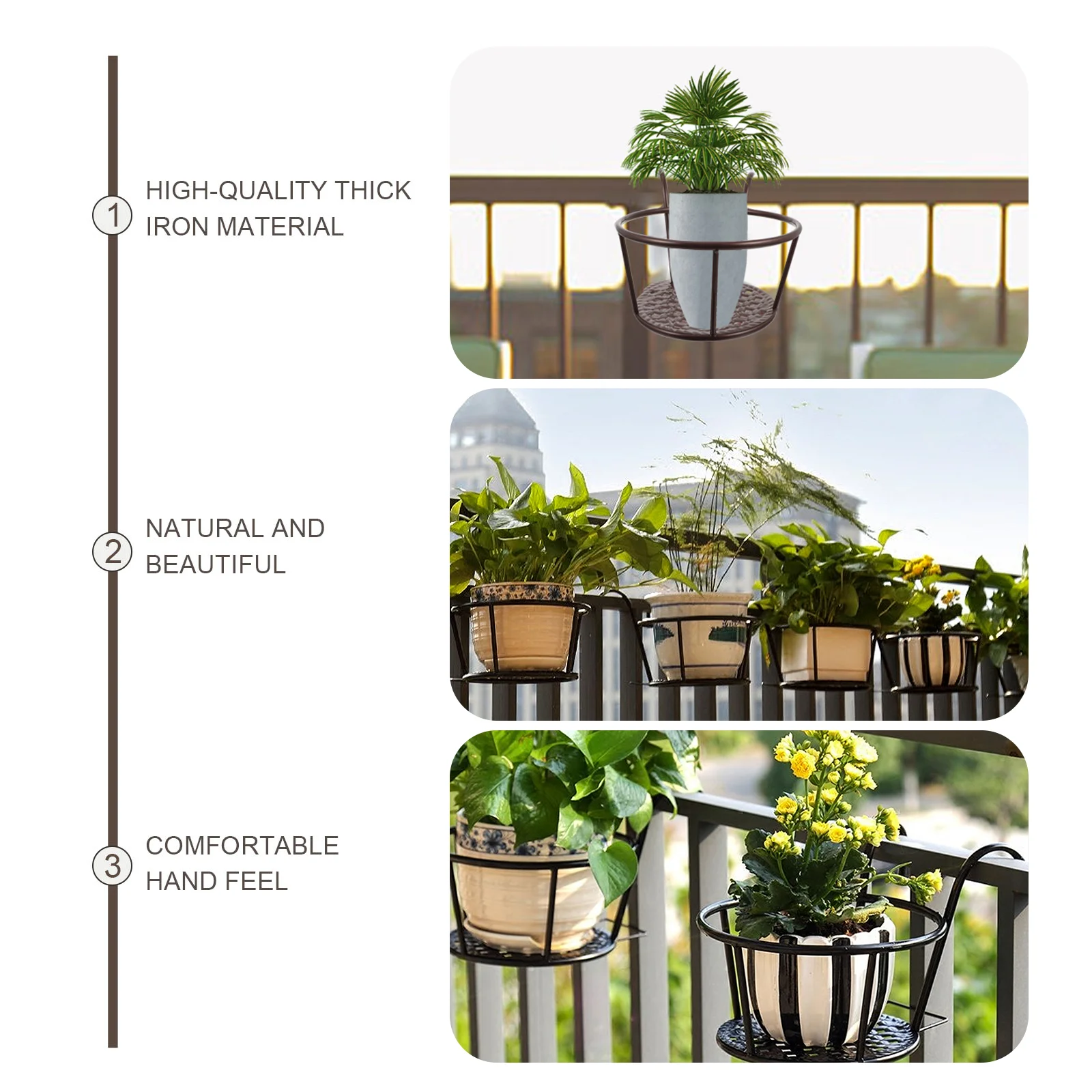 2 ชิ้นเหล็กดอกไม้หม้อแขวนผนังร - Bonsai Garden China บทวิจารณ์และราคา