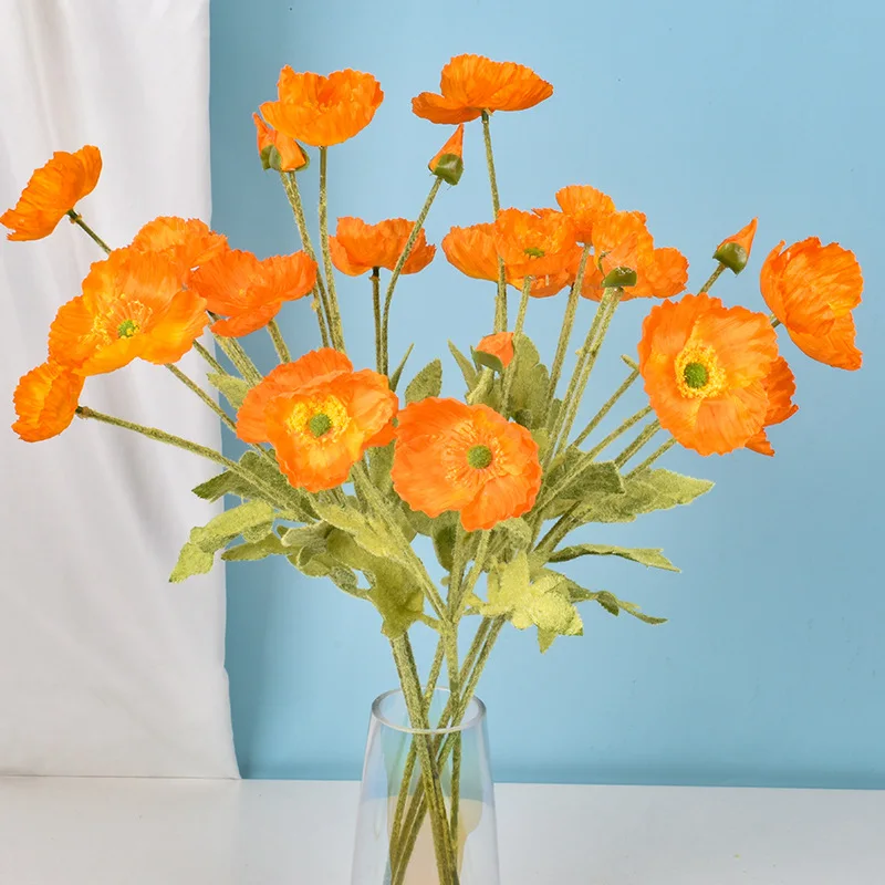 4หัวดอกไม้ประดิษฐ์ Poppy ดอกไม - Bonsai Garden Decor บทวิจารณ์และราคา