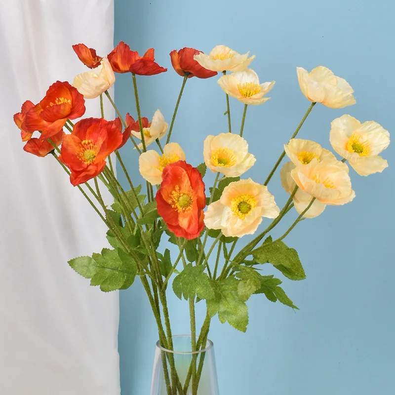 4หัวดอกไม้ประดิษฐ์ Poppy ดอกไม - Bonsai Garden Decor บทวิจารณ์และราคา